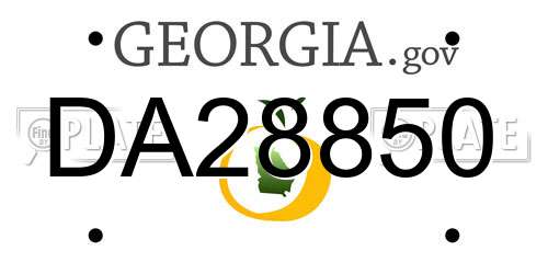 DA28850 Georgia License Plate