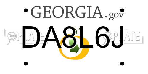 DA8L6J Georgia License Plate