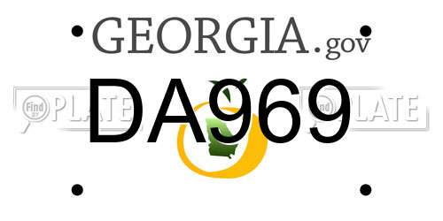 DA969 Georgia License Plate