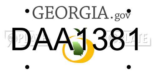 DAA1381 Georgia License Plate