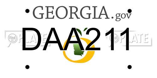 DAA211 Georgia License Plate
