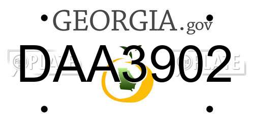 DAA3902 Georgia License Plate