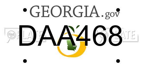 DAA468 Georgia License Plate