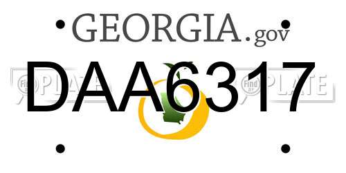DAA6317 Georgia License Plate