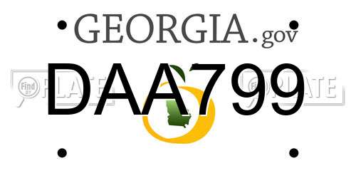 DAA799 Georgia License Plate