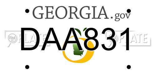 DAA831 Georgia License Plate