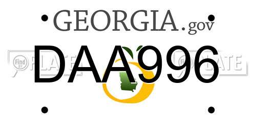 DAA996 Georgia License Plate