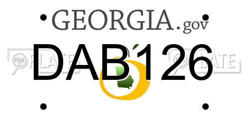 DAB126 Georgia License Plate