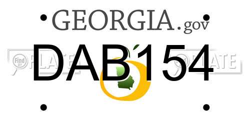 DAB154 Georgia License Plate