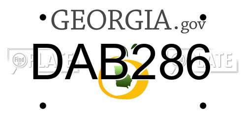 DAB286 Georgia License Plate