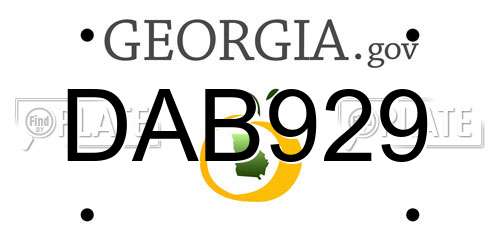 DAB929 Georgia License Plate