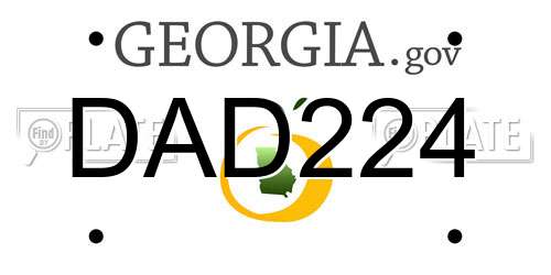 DAD224 Georgia License Plate