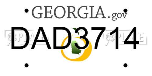 DAD3714 Georgia License Plate
