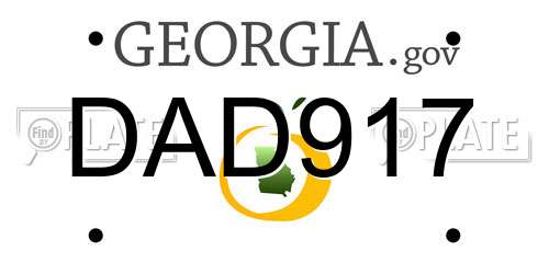 DAD917 Georgia License Plate