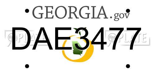 DAE3477 Georgia License Plate