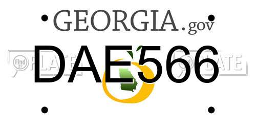 DAE566 Georgia License Plate