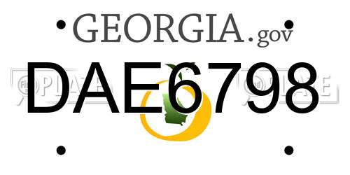 DAE6798 Georgia License Plate