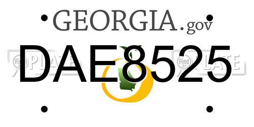 DAE8525 Georgia License Plate
