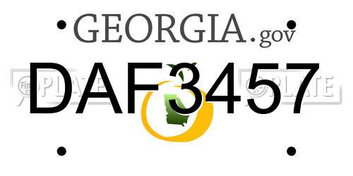 DAF3457 Georgia License Plate