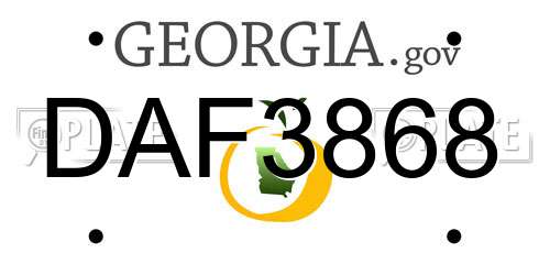 DAF3868 Georgia License Plate