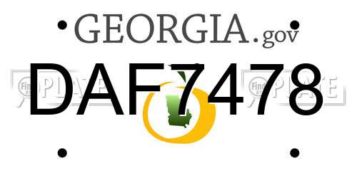 DAF7478 Georgia License Plate