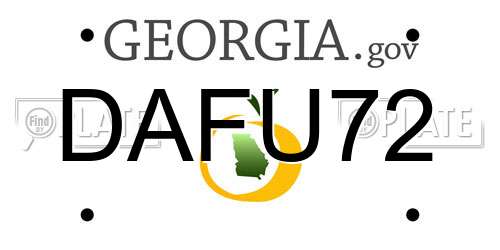 DAFU72 Georgia License Plate