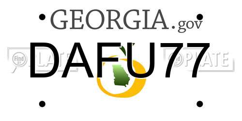 DAFU77 Georgia License Plate