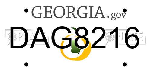 DAG8216 Georgia License Plate