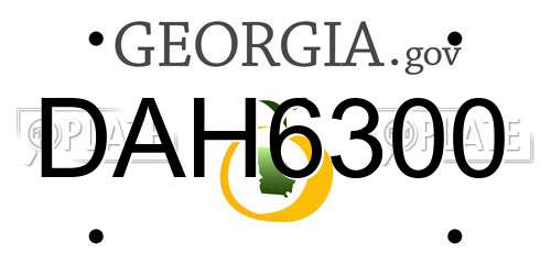 DAH6300 Georgia License Plate