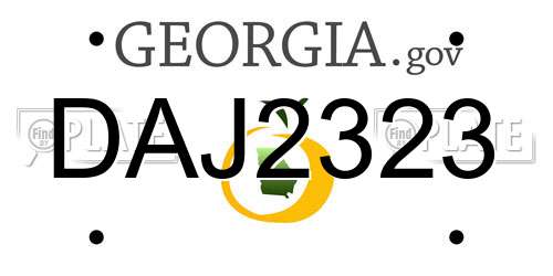 DAJ2323 Georgia License Plate