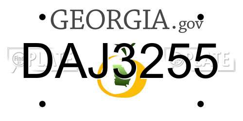 DAJ3255 Georgia License Plate