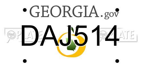DAJ514 Georgia License Plate