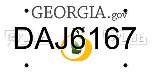 DAJ6167 Georgia License Plate