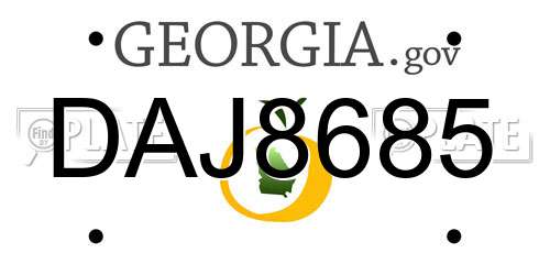 DAJ8685 Georgia License Plate