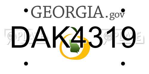 DAK4319 Georgia License Plate