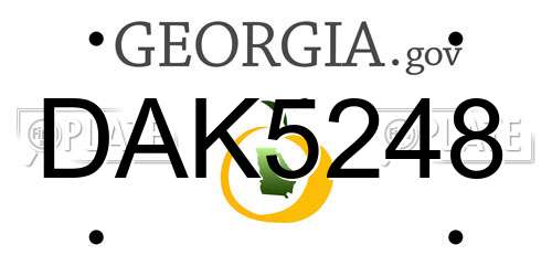 DAK5248 Georgia License Plate
