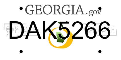 DAK5266 Georgia License Plate