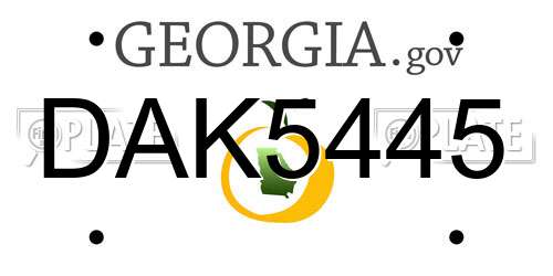 DAK5445 Georgia License Plate
