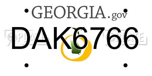 DAK6766 Georgia License Plate