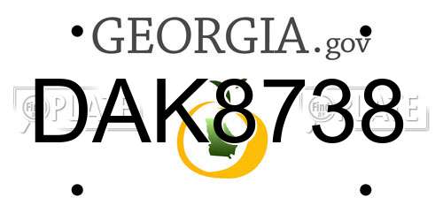 DAK8738 Georgia License Plate