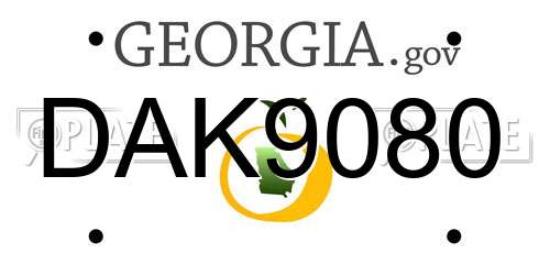 DAK9080 Georgia License Plate