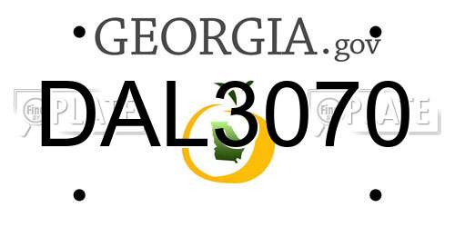 DAL3070 Georgia License Plate