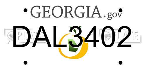 DAL3402 Georgia License Plate