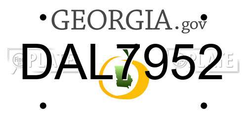 DAL7952 Georgia License Plate