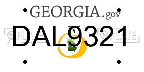 DAL9321 Georgia License Plate