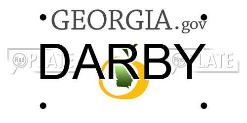 DARBY Georgia License Plate
