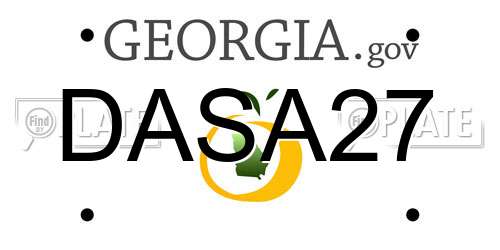DASA27 Georgia License Plate