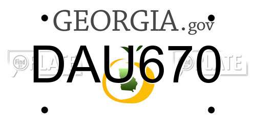 DAU670 Georgia License Plate