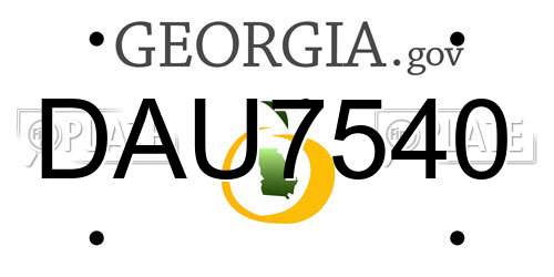 DAU7540 Georgia License Plate