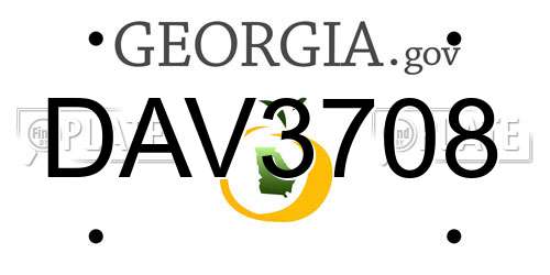 DAV3708 Georgia License Plate